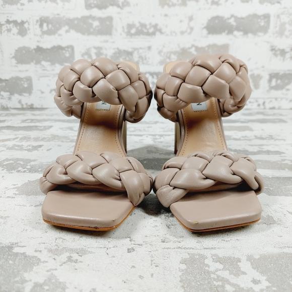 NEW Steve Madden Women's Kenley Taupe Tan Slip On Heeled Sandals D580 - Picture 3 of 14